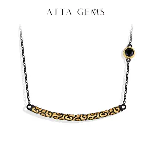 New Arrival D Color Round Cut 3.0ct Black Synthetic Moissanite Necklace Pendant Golden Cudgel Fine Jewelry N035