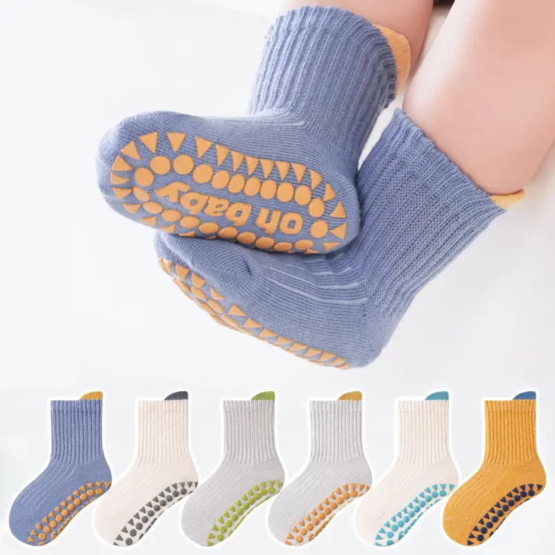 Kids' Cartoon Slipper Socks - 6-Pair Child-Sized Toddler Traction Floor Socks, Child-Sized Slipper Socks