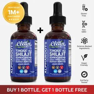 Clean Nutra BOGO | Organic Tongkat Ali, Shilajit, Ashwagandha, Fadogia Agrestis Supplement Vitamin Blend for Wellness Liquid Drop – AlphaRoots Clean Nutra BOGO | Organic Tongkat Ali, Shilajit, Ashwagandha, Fadogia Agrestis Supplement Vitamin Blend for Wellness Liquid Drop – AlphaRoots
