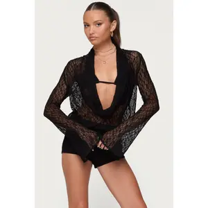 Lera Lacey Sheer Mesh Top