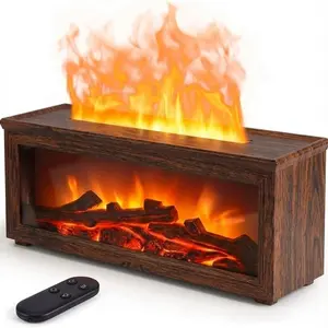 Essential Oil Diffuser w/h 3 Bottles Oil , 7-Color Fireplace Fire Flame Aromatherapy Humidifier, 280ml Ultrasonic Aroma Diffuser Valentine's Day Gift with Time Sets and Remote Control for Bedroom Home Yoga Office