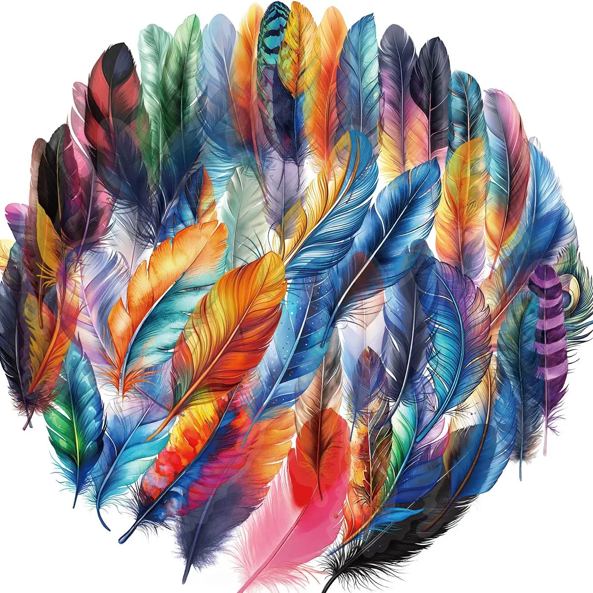 Feather Pattern Sticker, 50pcs/set Waterproof Self Adhesive Decor Paper, Decor Sticker for Gift Greeting Card Water Bottle Laptop Phone, Ornaments