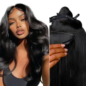 LASHEY 100% Virgin Human Hair Extensions | Seamless & Invisible Edge Clip-In | 14-24 Inch | Silky Straight, Body Wave, Kinky Straight, Kinky Curly  [valentines gifts]