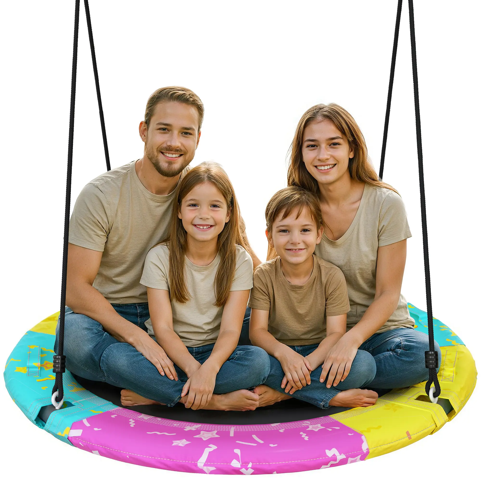 Lamerge Saucer Tree Swing (43”/48” Size) – ASTM Approved Playground Equipment with Steel Frame, Tree Hang Kit, 900lbs Capacity, Waterproof UV-Resistant Mat for Backyard & Adults/Kids