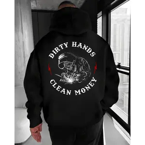 Dirty Hands Clean Money Workwear Hoodie – Blue Collar Graphic Sweatshirt for Men, Hard Work Quote T Shirt