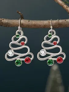 Elegant Christmas Tree Earrings for Women, Versatile Earrings, Synthetic Zircon Jewelry, Daily and Party Wear, All-Year Holiday Gift