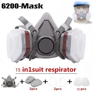 6200 Gas Mask Half-Face Dust Shield 5N11 Particle Filters Safety Respirator Mask