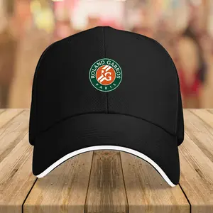 1 Roland Garros Official Licensed Tennis Baseball Cap - Unisex Lightweight Breathable Geometric Print Sun Hat for Outdoor Sports, Casual Wear, Fishing, Cycling - White with Green and Orange Trim, Polyester, Sport Design, Tennis Cap