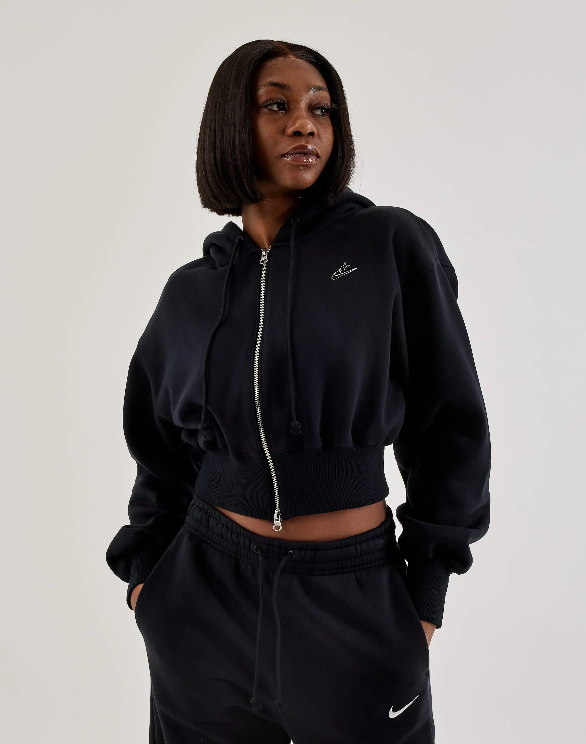 Womens Nike Phoenix Fleece Cropped Full-Zip Hoodie