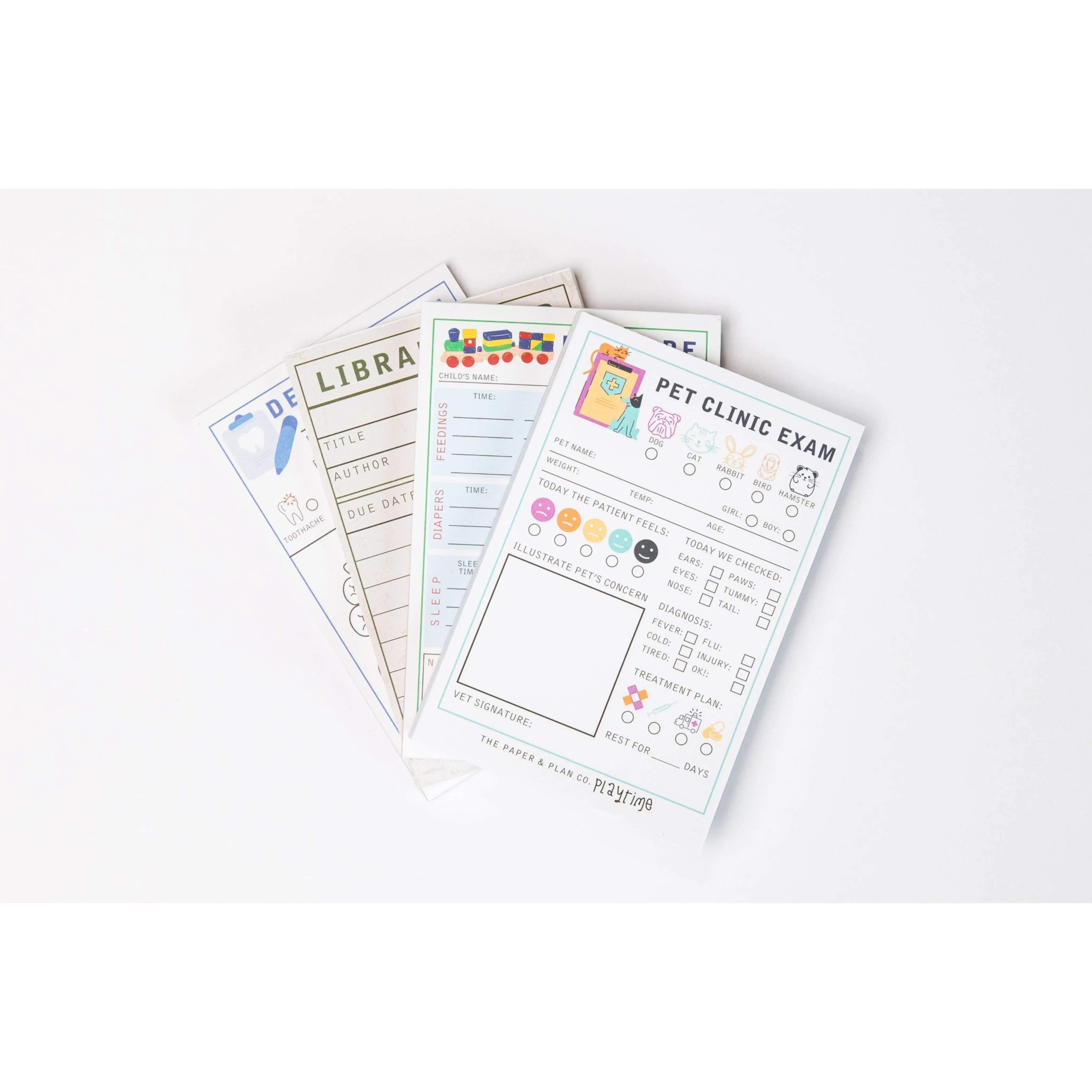 Kids Imagination Playtime Pads for Pretend Play Set of 4 4"x6" Notepad with 50 Sheets for Kids' Imagination Made in the USA
