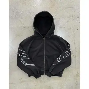 High Street Trendy Y2K Harajuku Streetwear Women Gothic Punk Retro Graphic Zipper Hoodie Men Hip-Hop Casual Oversized Sweatshirt Menswear Tops Pullover Long Sleeve