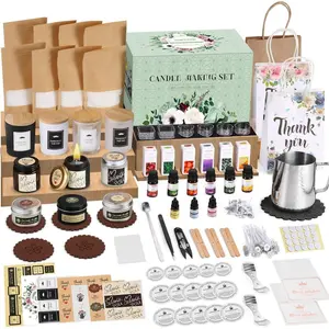 ZY Complete Candle Making Kit, DIY Candle Making Supplies for Adults, Include Soy Wax, Candle Cups & Tins Candle Wicks & Light Aroma Type Scents, Liquid Dyes & More