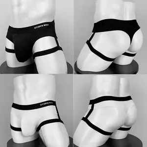Jock Straps For Men Sexy Underwear –Ice Silk Lingerie Low Rise Strap Funny Brief Underwear for Play Male Bikini for Workout Gym