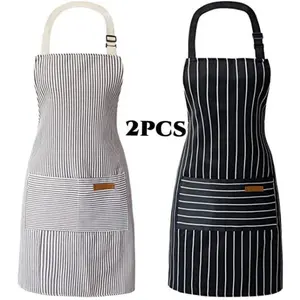 Kitchen Cooking Home Aprons for Women and Men Adjustable Chef Apron Set with Pockets 2 PCs Multicolor
