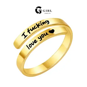 GGIRL Super Love Ring  Vintage Open Couple English Letter Ring  Personalized Heart Shaped Inspirational Fashion Ring  Unisex Fashion Jewelry  The Ideal Gift for Your Boyfriend or Girlfriend