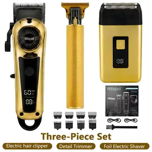 3pcs Men's electric hairdresser set, hairdresser hairdresserset, household electric hairdresser set, USB electrichairdresser, alloy knife head, LCD display, carving shape,household car travel use, Father's Day gift