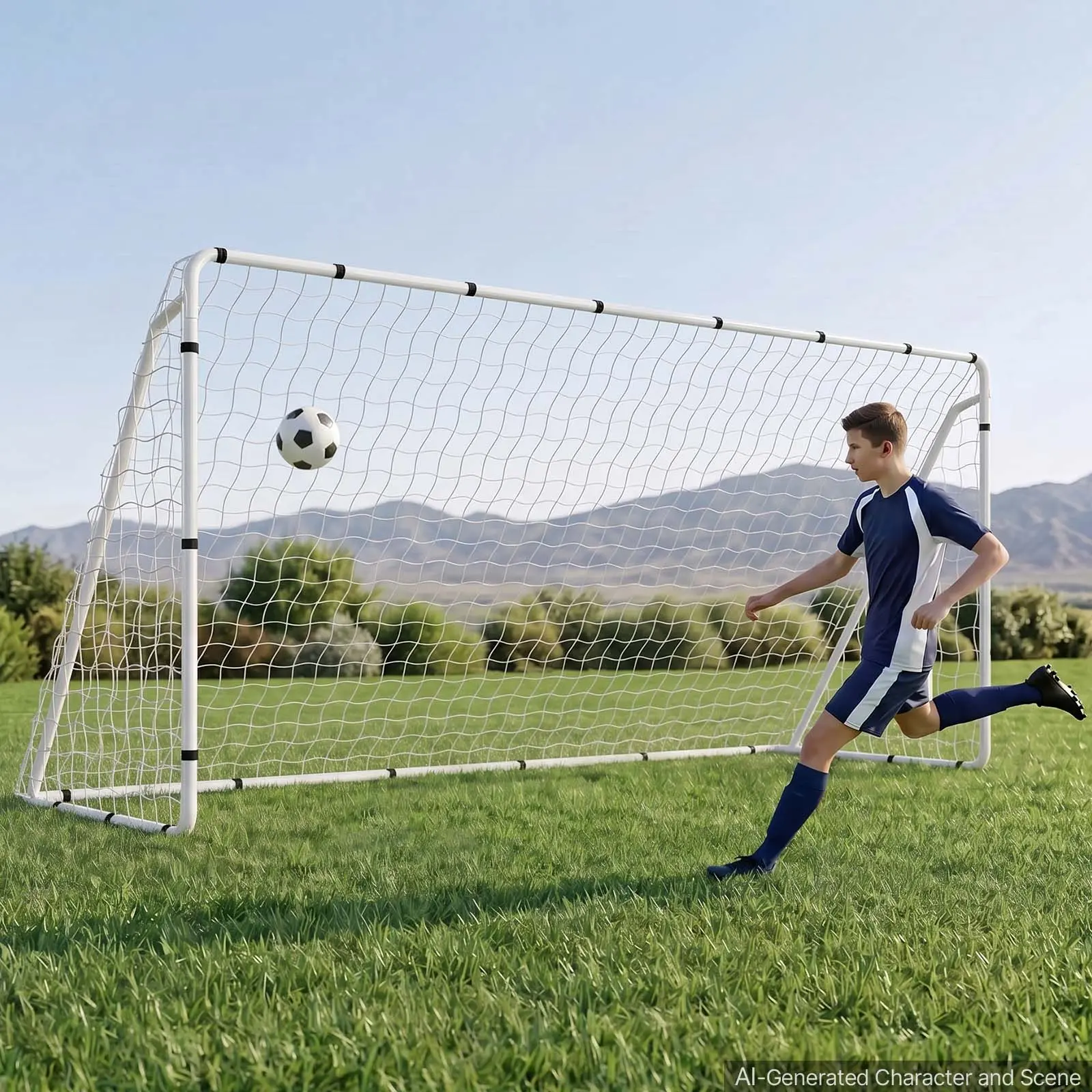 VEVOR 12x6 FT Soccer Goal with Iron Tube Frame, PE Net, Portable Durable Set, High-Strength Net, Ground Stakes, Straps, Youth Fit for Outdoor Play & Backyard Practice Training