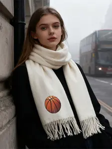 Basketball Print Scarf for Sports Fans and Outdoor Activities Stylish Warm Winter Wrap for Men and Women Perfect Gift Idea for Christmas Thanksgiving Birthday and Holiday Celebration Lovers of Basketball and Sports Enthusiasts