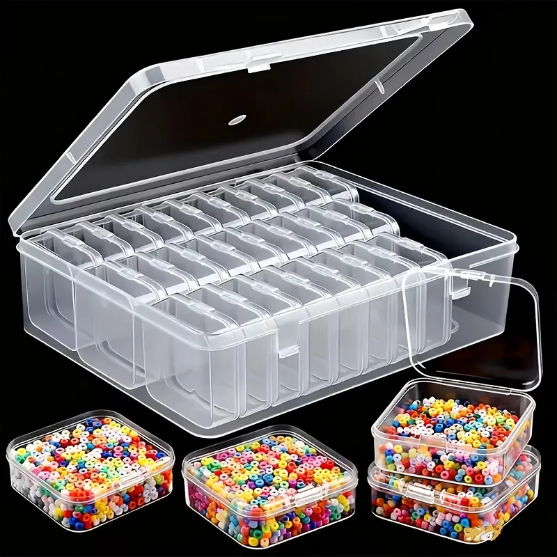 31Pcs Plastic Jewelry Storage Box Set (30 Small + 1 Large), Clear Bead Organizer Containers, Durable Cases for DIY Crafts & Jewelry, Bead Storage Boxes, Dustproof Clear Box