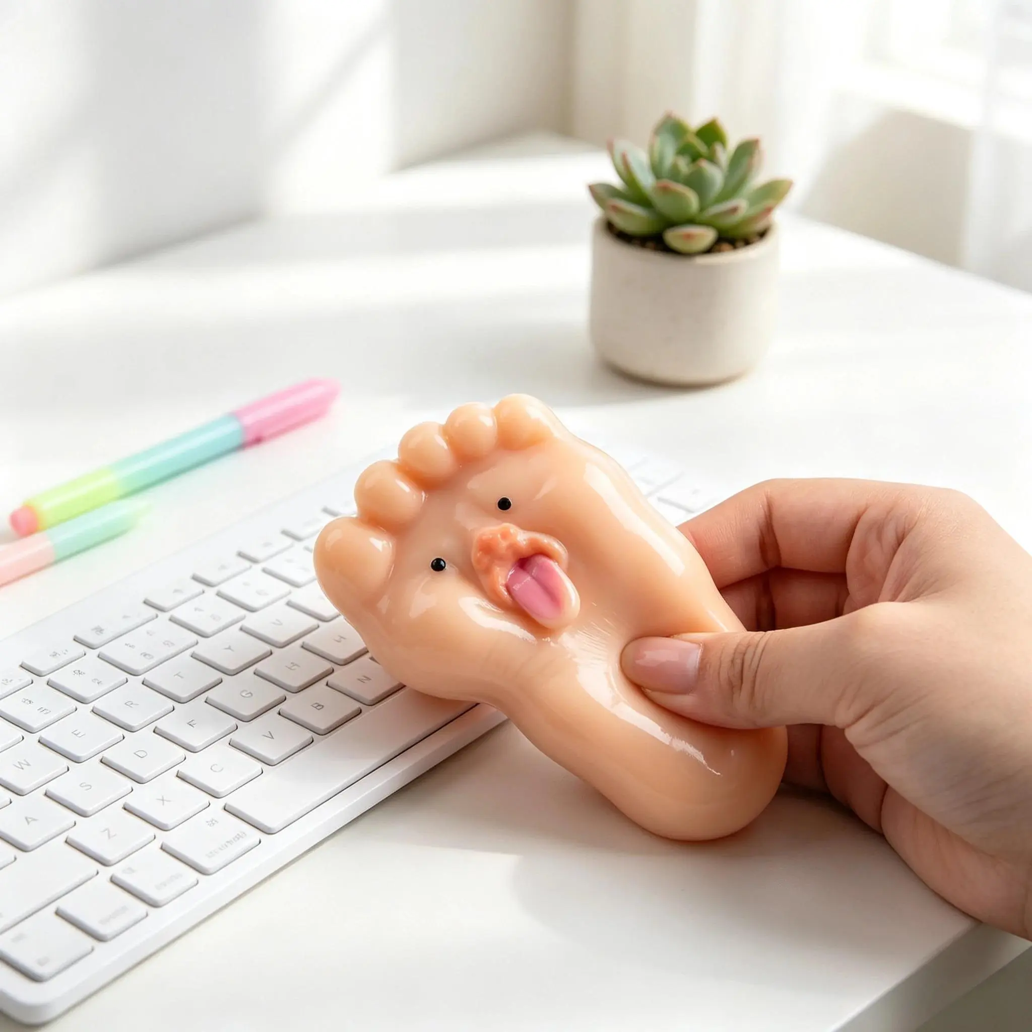 Weird Tongue Foot Squishy Stress Relief Toy - Soft, High-Elastic Stretch Squeeze Fidget Toy, Prank Party Novelty Gift, Desktop Decor for Teens & Adults, Holiday Present