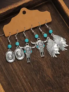 Boho Style Western Themed Dangle Earrings, Vintage Style Turquoise Decor Dangle Earrings, Fashion Jewelry Accessories for Women & Men