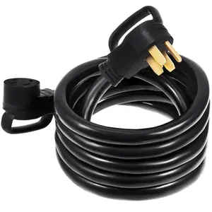VEVOR 50Ft 50 Amp RV Extension Cord Durable Premium Power Cord RV 26.5mm Wire Diameter Extension Cord Copper Wire RV Cord Power Supply Cable for Trailer Motorhome Camper with Handles