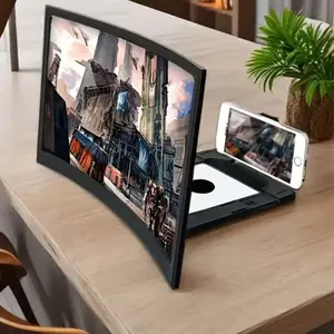 12-Inch 3D HD Curved Phone Screen Magnifier, Lazy Person Phone Stand, Smartphone Holder, Amplified Projection Screen, Convenient Mobile Accessory