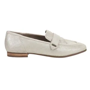 TOMS Womens Lynette Leather Slip On Loafers Casual - Silver