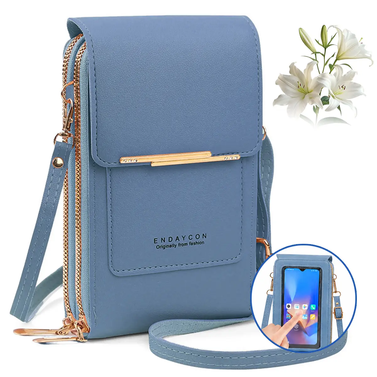 Women's Fashion Leather Crossbody Handbag - Daily Messenger Purse with Touch Screen, RFID Blocking & Anti-Theft Shoulder Strap, Fashion Crossbody Handbag