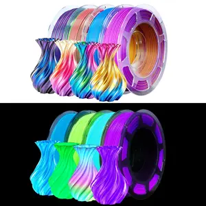 PLA+ Filament 3D Printer Filament Pack ,1.75mm TriColor Silk ，Shiny & Clog- Free, Accuracy +/- 0.03mm, Fits Most FDM Printers, 200g Spool