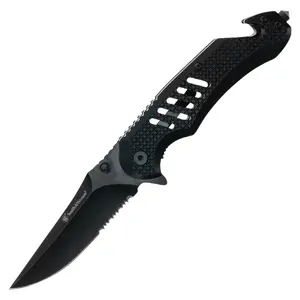Smith & Wesson Extreme Ops Black Handle Black Partially Serrated Folding Pocket Knife 1215364