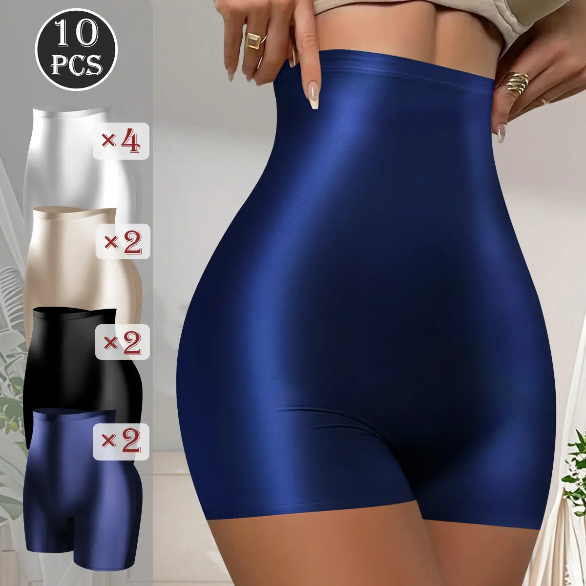 QUASTI 10-Packs Seamless Safety Panties for Ladies High Waist with Elasticity Milk Silky Boyshorts Panties Comfy for Dailywear Tummy Control Panties with Breathable Skin Friendly Fabric S-5XL