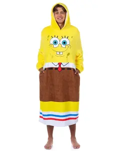 SpongeBob SquarePants Costume Adult Fleece Oversized Blanket Hoodie Sleeper Pullover Pajama Loungewear