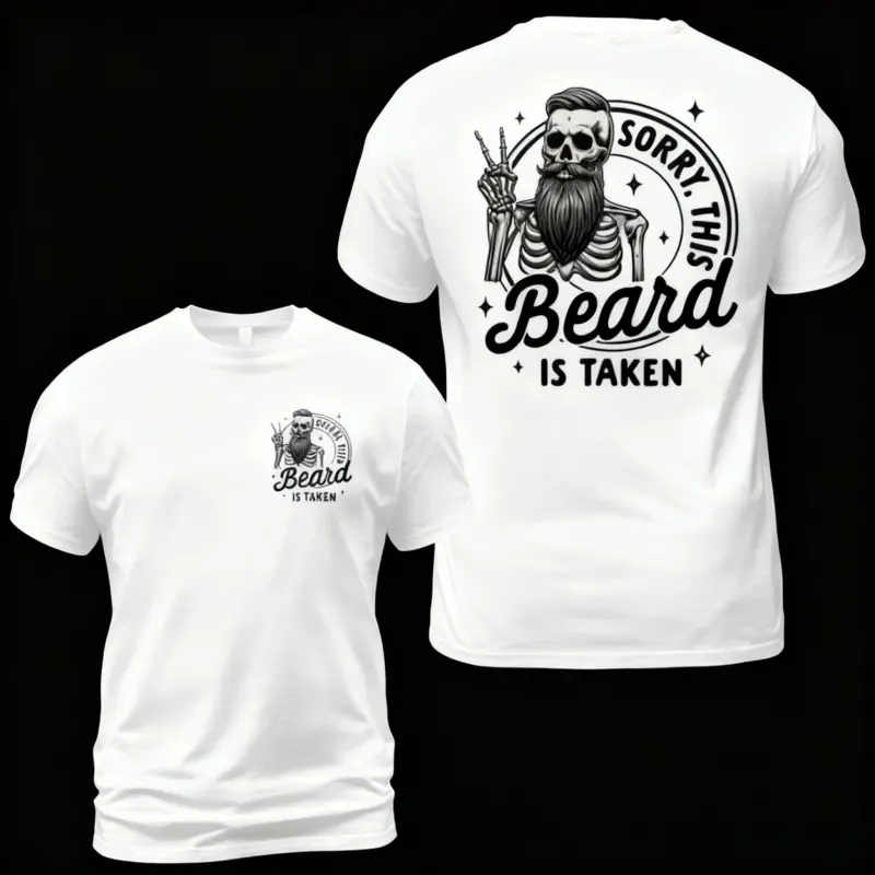 Men's Casual Graphic T-Shirt, Funny 'Sorry This Beard Is Taken' Quote, Soft Cotton Novelty Menswear Top, Men's T Shirts, Streetwear, Gifts For Him, Shortsleeve, Apparel T Shirt