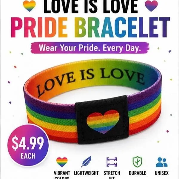 Colorful Silicone Bracelet LGBTQ+ Jewelry Gay Pride Stretchable Elastic Sport Inclusive Expression Rainbow Heart Design