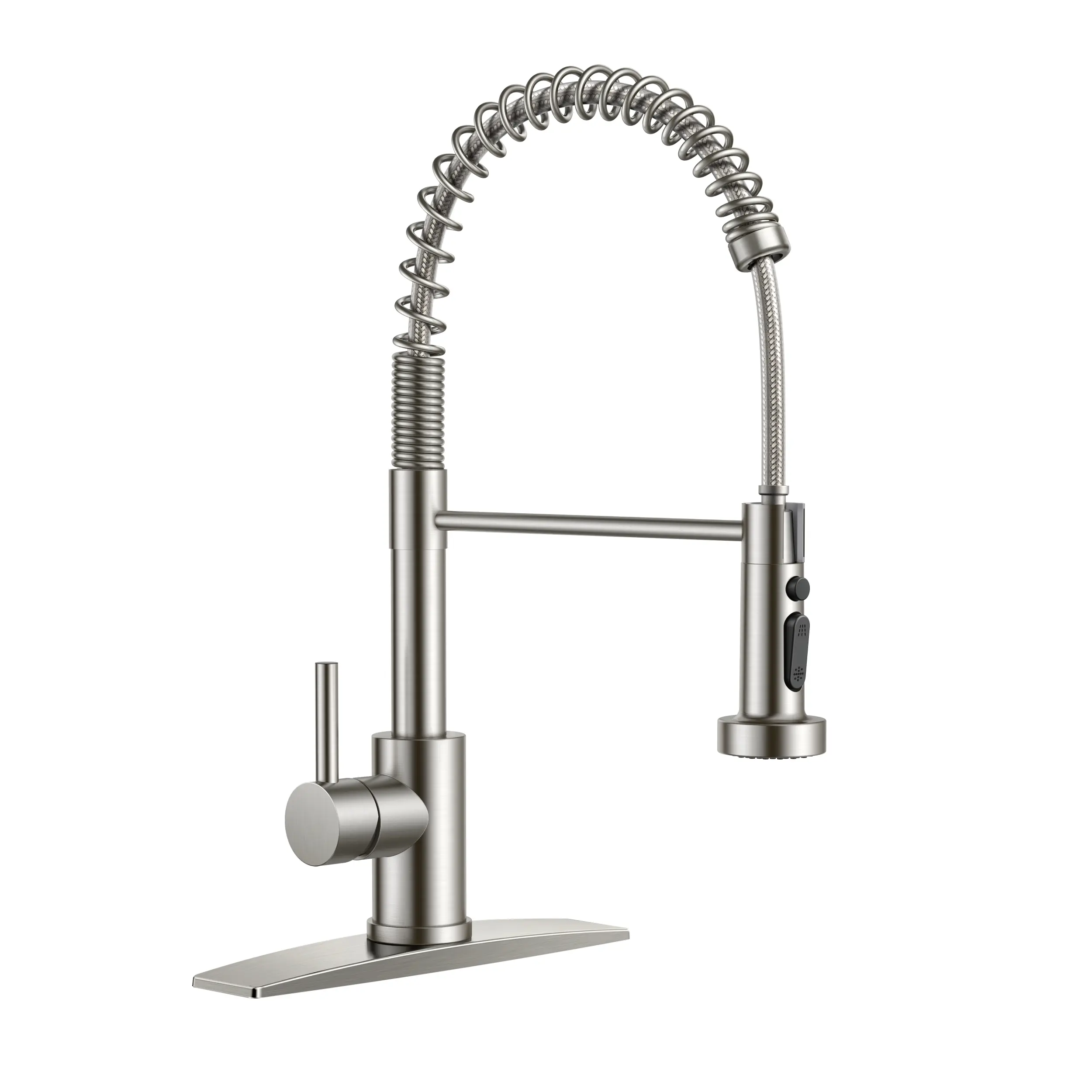 FORIOUS Brushed Nickel Pull Out Kitchen Tap with Pull Down Sprayer, 3 Modes, 360° Rotatable, SUS 304 Stainless Steel, Single Handle, Lead-Free, Drip-Free Ceramic Cartridge, Faucet Aerator, Nickel Kitchen Tap, Pull Out Faucet homedecor