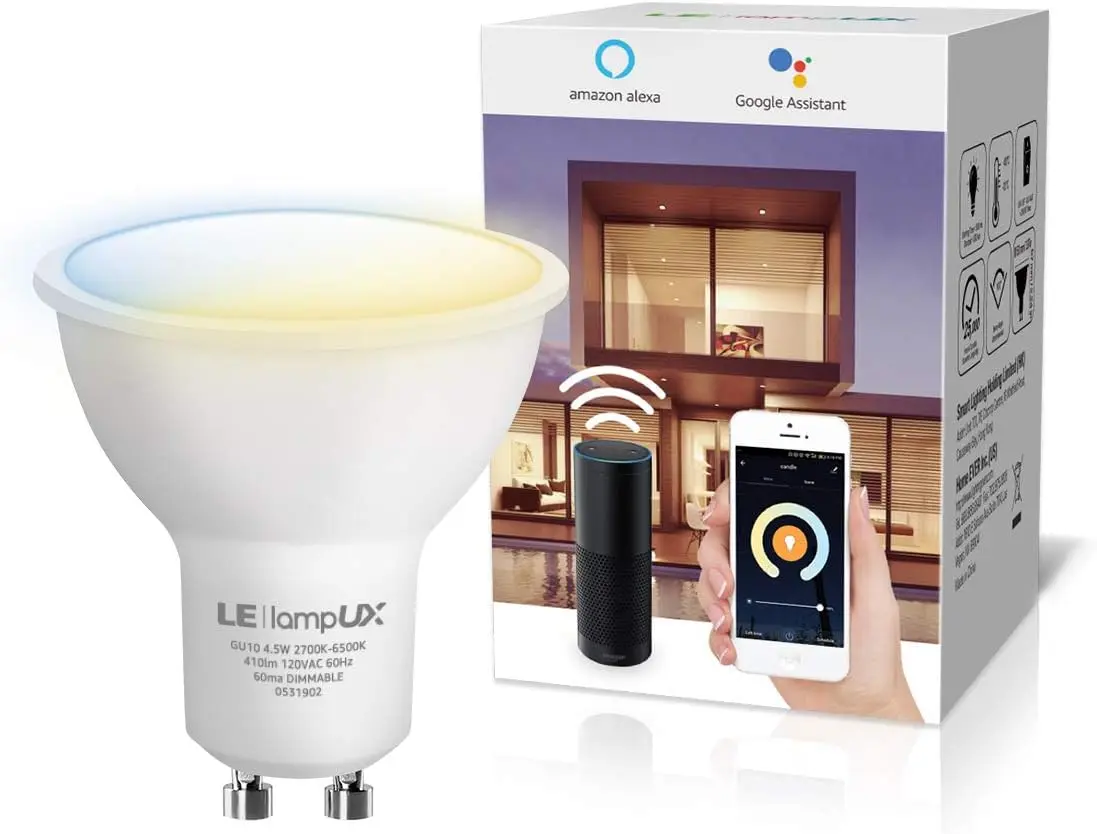 GU10 Dimmable LED Smart Bulbs, Voice Control Compatible with Alexa & Google Assistant, Tunable White Track Light, App Control, 50W Halogen Equivalent, No Hub Required, 2.4G WiFi-Only, Dimmable Led Lights, Wi-Fi Led Bulbs
