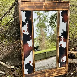 Cowprint western mirror - compact western mirror
