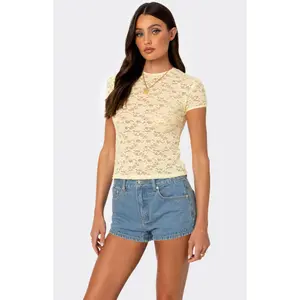 Edikted Women's Kaori Sheer Lace T-Shirt