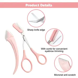 Eyebrow Scissors Set 3pcs Precision Trimming Tool for Women & Girls Portable Stainless Steel Eyebrow Grooming Kit for Home Travel