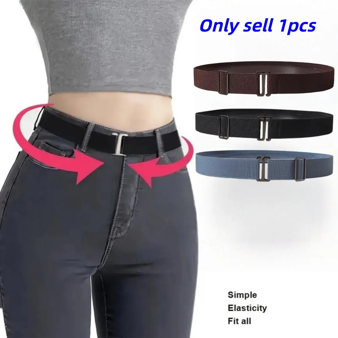 Elastic Waist Belt for Women, Adjustable Stretch Belt, Invisible Adjustable Elastic Band, Suitable for Pants Jeans Dresses, Multi-Occasion Wear