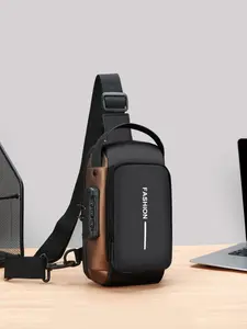 Men's Letters Print Zipper Chest Bag, Casual Anti-theft Large-Capacity Crossbody Bum Bag, Fashionable Sling Bag for Daily Use, Zipper Fanny Pack, Zipper Belt Bag