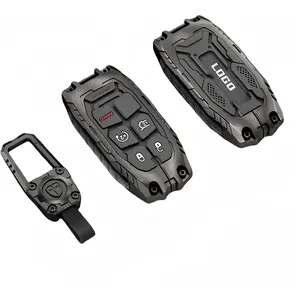 Heavy Zinc Alloy Key fob Cover, Keychain, Key Case, Accessories Compatible with Jeep Grand Cherokee Renegade Dodge Durango Challenger Wrangler Patriot Grand Comander Journey Fiat Dart Chrysler 200 300