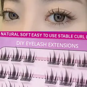 Camellia free adhesive fake eyelashes, soft cluster lashes, single cluster DIY, no removal, natural and clear, daily large capacity, 60 clusters, simulated eyelashes for beginners, eyelash extensions, length 10mm-13mm, Makeup