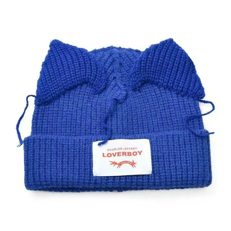 Cute Rabbit Ear Design Beanie Hat,Casual Soft Comfortable Warm KnitHat for Fall & Winter, Fashion Accessories for Both Men & Women, for Fall Unisex Playful