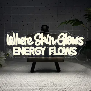 Where Skin Glows Energy Flows Neon Sign for Wall Decor, Large Neon Signs Esthetician Spa Decor, Birthday Gifts for Family and Girlfriend,  Decor Christmas