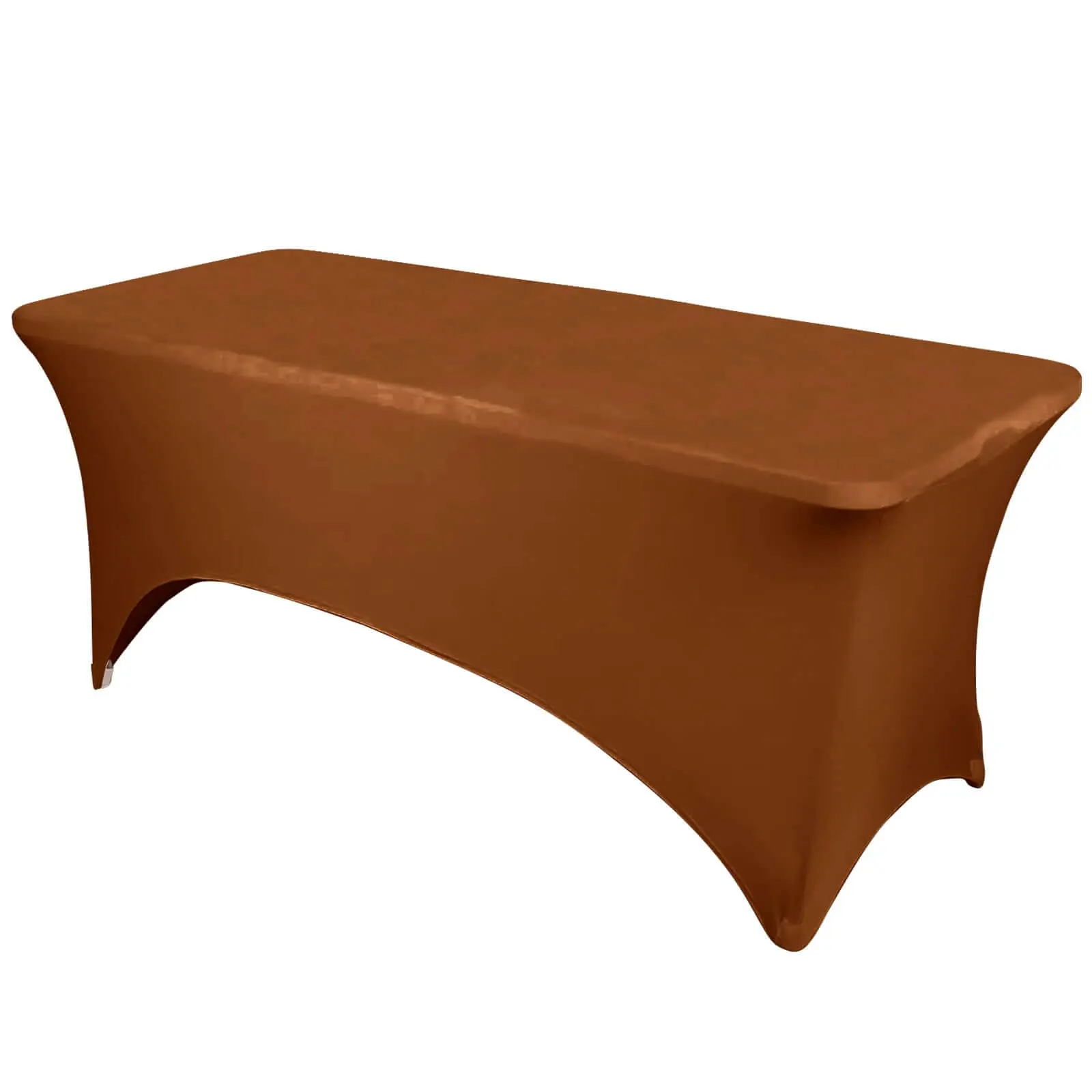 6ft Rectangle Stretch Spandex Tablecloth, Cinnamon Brown Durable Form-Fitting Table Cover for Outdoor Furniture Tables, Birthday Use