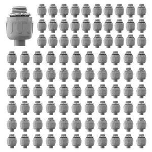 VEVOR 1/2 inch Liquid Tight Connector, 100 Packs, Non-Metallic Electrical Conduit Fitting, Flame-Retardant PA6 Nylon Flexible Conduit Connector, for Home Kitchen Bathroom Tube Tool Supplies, Gray
