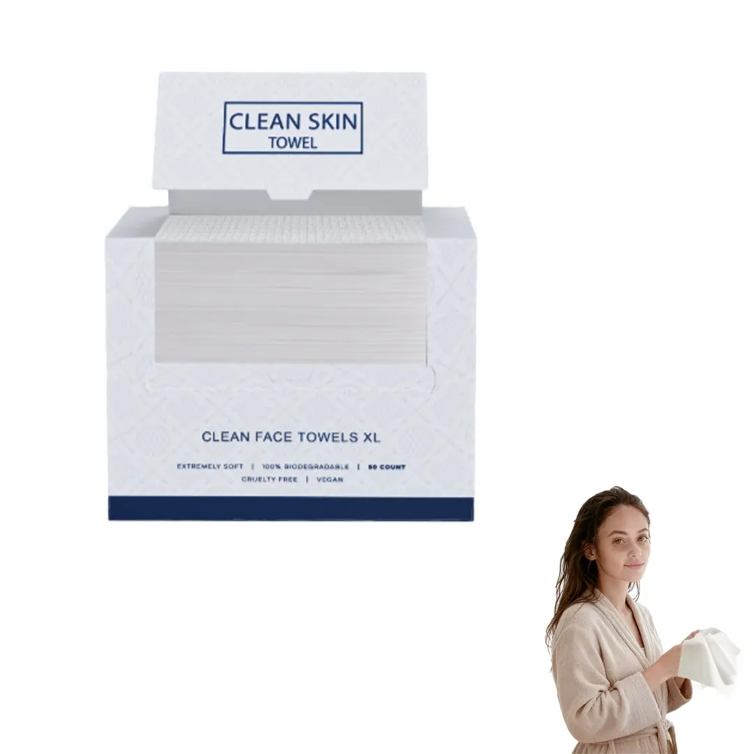 50 pieces of facial cleansing towels and face towels,Disposable Face Towelette,Makeup Remover Dry Wipes, Ultra Soft,  thickened large size 25*30cm, suitable for both men's and women's home use, business trips and travel，1 Pack, Face Cleaning Towel