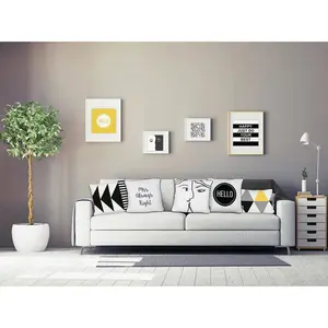 Yellow-Gray Printed Decorative Lumbar Pillow Cover